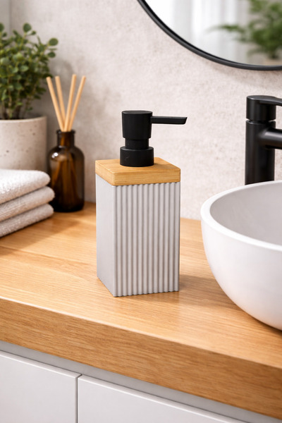Padilon Bamboo Detailed 300 ml Liquid Soap Dispenser Modern Design Stylish So...
