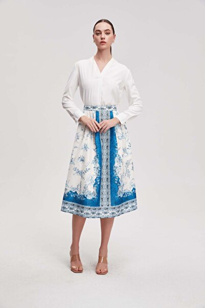 Livia Wide Patterned Midi Skirt
