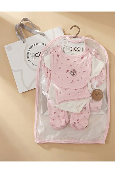 MiniKids Σετ δώρου 5 τεμαχίων, με σχέδιο λουλουδιών, ροζ