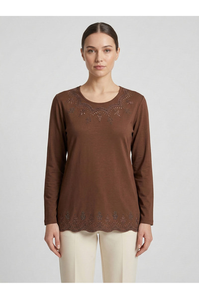 Ravencia Fusta și gulerul cu broderie din frunze de scorțișoară pentru femei ...