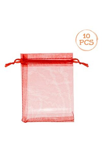 SHOPIENS Set pungi cadou din organza roșii 9 x 12 cm - 10 buc