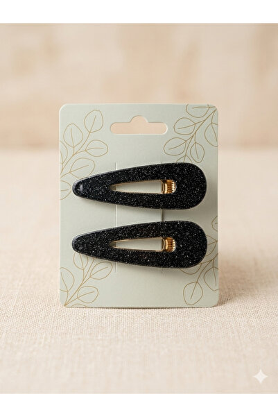 LİNACO 2'li Simli Çıt Çıt Toka Seti - 5 cm Geometrik Yan Toka