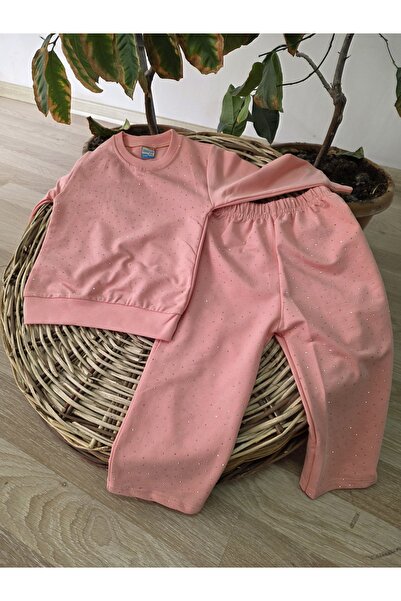 SELFİE قماش قابل للتمدد مرصّع بالأحجار طقم بناتي مكون من قطعتين