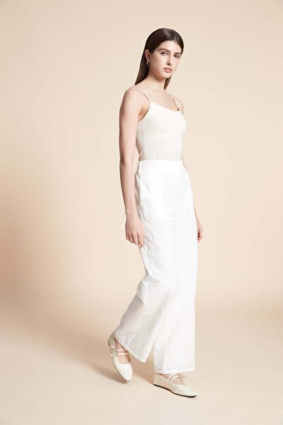 Yola Long patterned perforated wide trousers