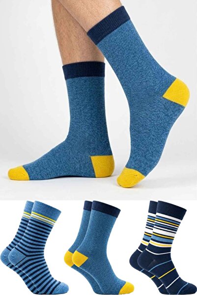 KARDEŞLER ÇORAP Men's Multi-Colored Cotton Pairs of Patterned Socks 3-Piece Pack