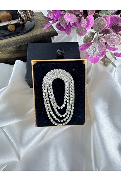 jasmina store Parlak taşlı katmanlı broş