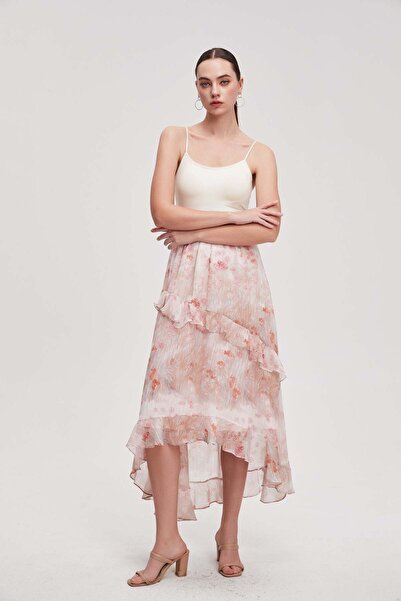 Livia Printed Long Skirt With Ruffles