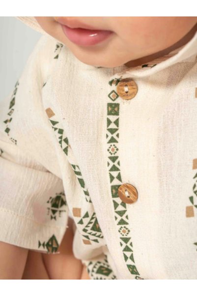 Latelier Midumi Baby, Unisex, 100% Organic Cotton Cotton, Summer, Green, Hooded Shorts Jumpsuit