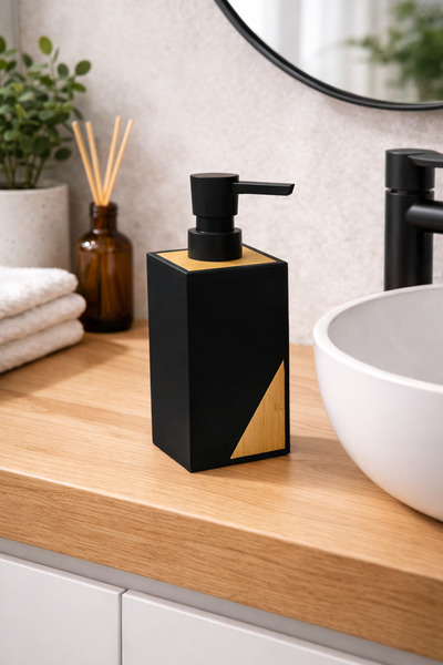 Padilon Bamboo Detailed 300 ml Liquid Soap Dispenser Modern Design Stylish So...