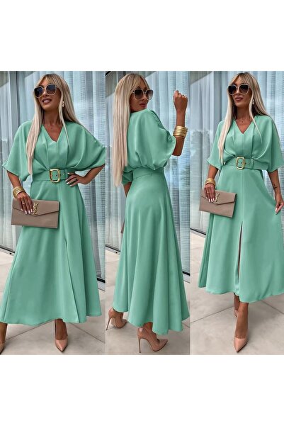 GLAMSI Long dress with belt