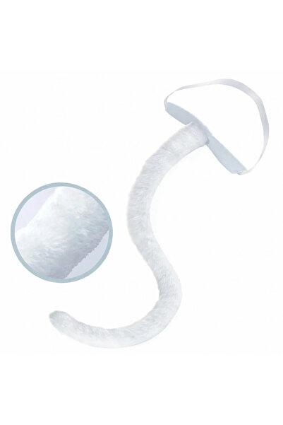 magicool White Plush Tail Shape Can Be Shaped 70 cm