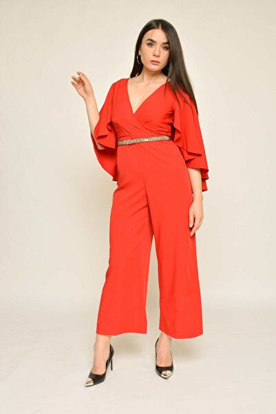 Nichii Women's Butterfly Sleeve Jumpsuit With Waist Belt