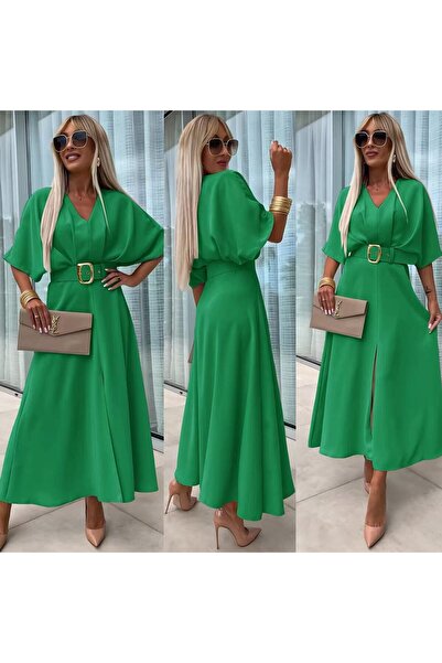 GLAMSI Long dress with belt