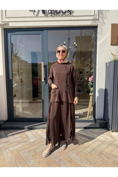 MissWhence 39004 Zipper Detail Women's Suit Brown