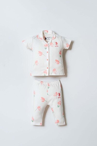 U.S. Polo Assn. U.S. Polo Assn Kız Bebek Beyaz Gömlek Pijama Takımı