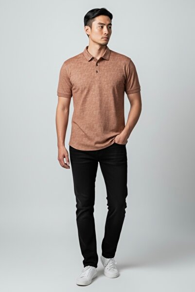 KAMER Men's Modern Fit Shirt Collar Tek Pocketed D Patterned Mercan T-Shirt 5...