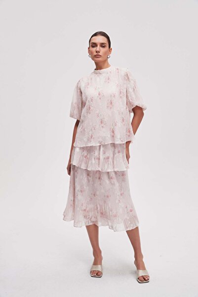 Livia Wide Patterned Midi Skirt