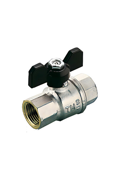 TIEMME Robinet cu bilă pentru apă 1/2" F/F, mâner fluture negru, Uragano