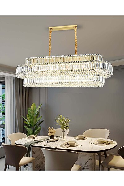 RFAN Chandelier, Model 75005/1200*450, Crystal Texture, Metal, 12 X E14, Gold