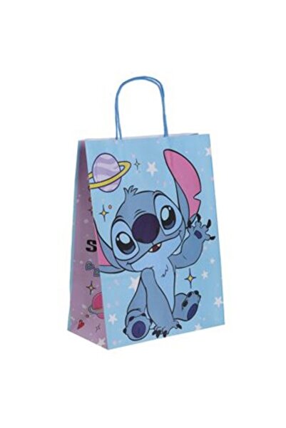 SHOPIENS Pungă geantă Kraft Albastră Stitch 26 x 12 x 34 cm