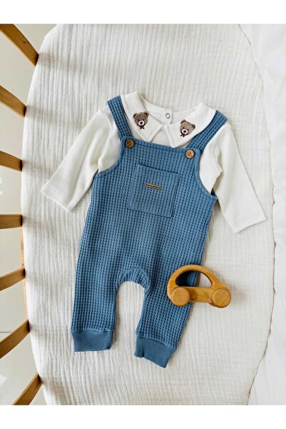 NUNU BABY Ron Yakası Nakışlı Salopet Takım