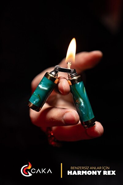 caka lighter Caka Rex Harmony Su Yeşili Katalin Pirinç El Yapımı Benzinli Çakmak