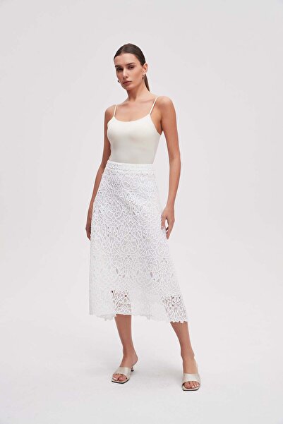 Livia Embroidered Flare-Bottom Midi Skirt