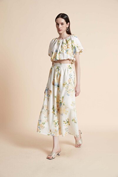 Yola Floral Print Midi Skirt