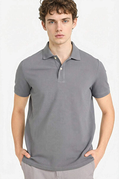 DeFacto E9504Axgr206 Gray 100% Cotton Polo Shirt