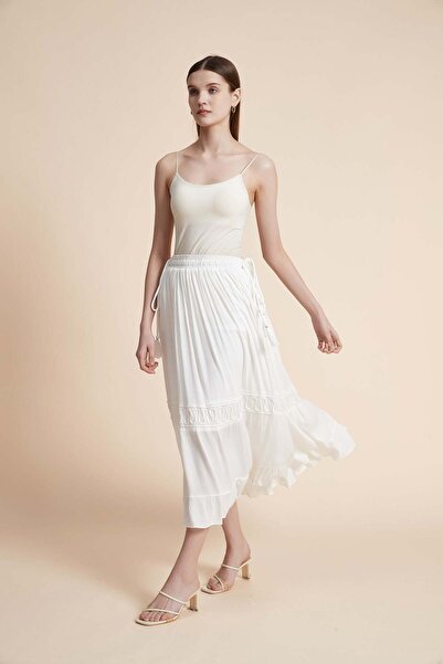 Yola Plain Midi Skirt With Waist Tie