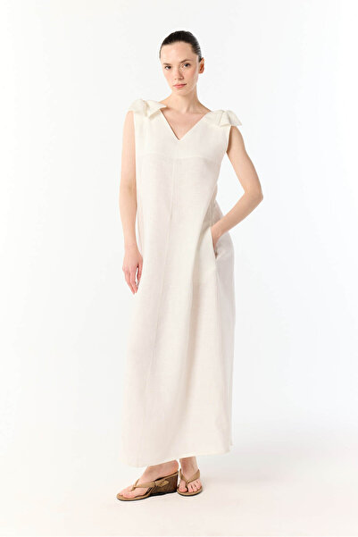 Mudo A KESİM CEPLİ KOLSUZ MİDİ ELBİSE