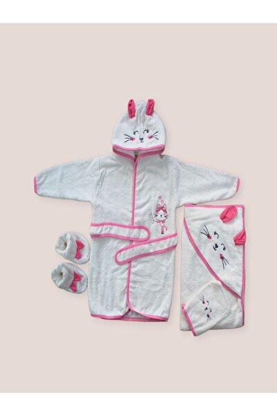 sylar 0-6 Months Set of 5 Baby Girl Towels and Duster with Kitten Embroidered...