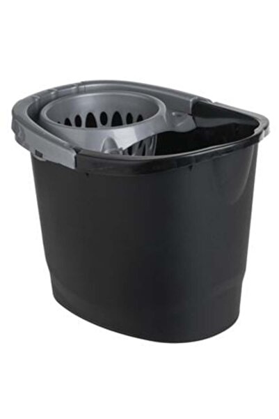 SHOPIENS Găleată ovală pentru mop, neagră, cu sită argintie, 15 l