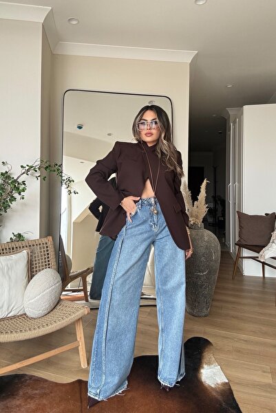 Sohotique By P تصميم بتفاصيل جانبية قابلة للطي باللون الأزرق الجيني