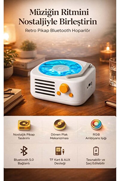 FaroxTech Retro Pikap Tasarımlı Şarjlı Bluetooth Hoparlör - Hareketli Disk & ...