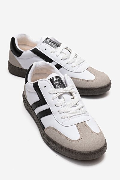 CCWAY AYAKKABI Double-Faced Flat Sole Lace-Up Women's Sports Shoes White Black