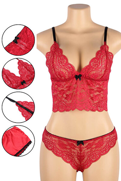 Lingerie and Fashion Style red Lace pajamas