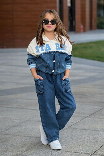 YİGİT BUTİK Girl's Denim Jacket and Pants Set – Sporty Stylish Combination