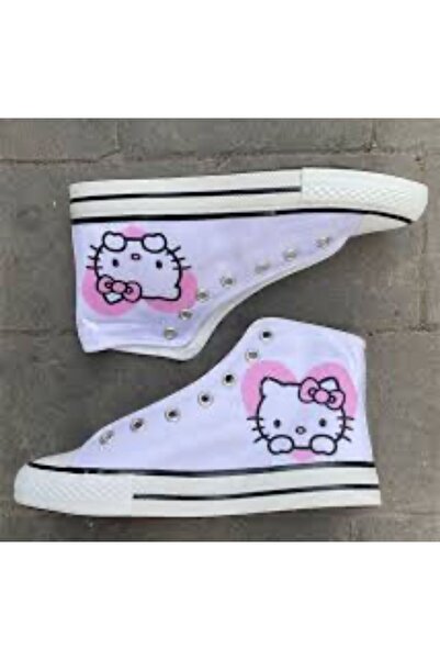 Kirpi Hilmi Unisex Beyaz Hello Bask Kity Baskılı Model Rahat Keten Bilekli Sn...