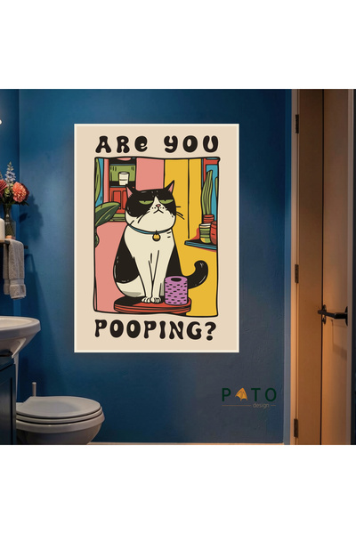 Pato Design 'Are You Pooping?' Tablo | Bej Çerçeveli | MDF & UV Baskı