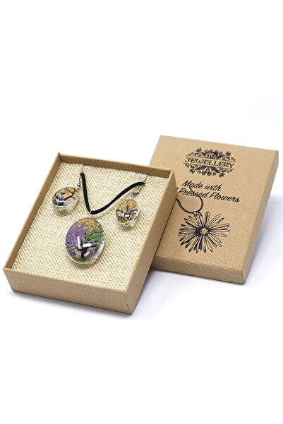 AW Gifts Necklace and earrings set made of natural pressed flowers - Tree of ...