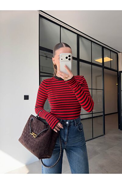 BB Bensu Buyruk Striped Knitted Blouse Brown-Red