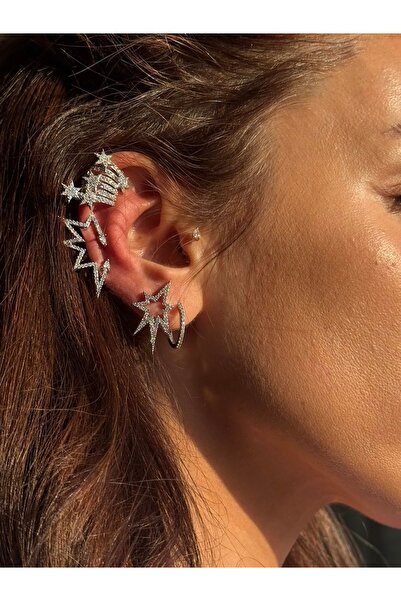 Rossetto Atelier Imported Shiny Star Earcuff & Earring Set (5-Piece)