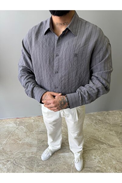 PEERLESS STORE Oversize Striped Modal Fabric Shirt