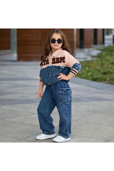 YİGİT BUTİK Girl's Denim Jacket and Pants Set – Sporty Stylish Combination