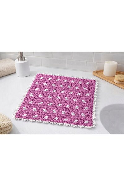 LİLORA منشفة حمام وردية وبيضاء محبوكة يدويًا – ملمس ناعم منشفة حمام – نموذج م...