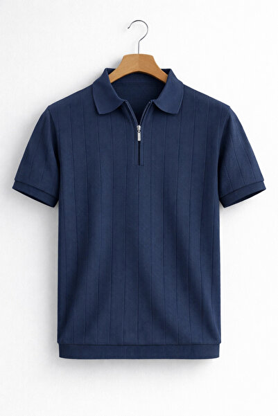 Edwox Ανδρικό πλεκτό μπλουζάκι με λαιμόκοψη πόλο Nokta Με σχέδιο Navy Blue Cd166