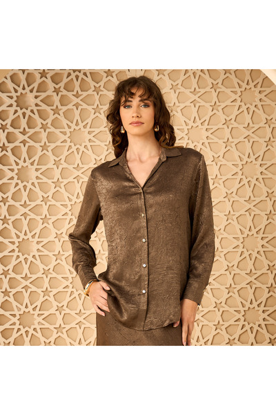 Generic Crinkle Textured Satin Shirt