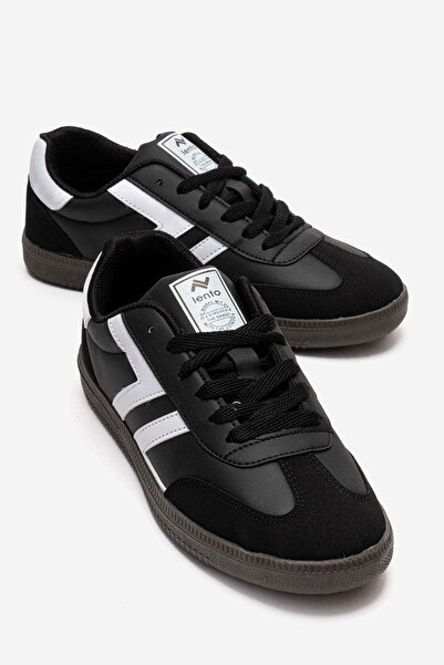 CCWAY AYAKKABI Double-Faced Flat Sole Lace-Up Women's Sports Shoes Black White