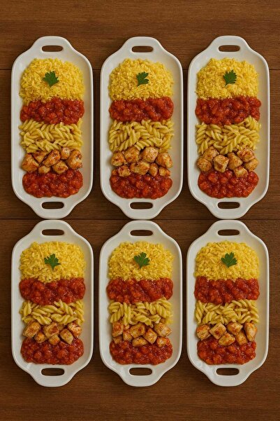 moontime alaçatı 6'lı Beyaz Tavuk Dünyası Servis ve Sunum Tabağı, 32x14 cm